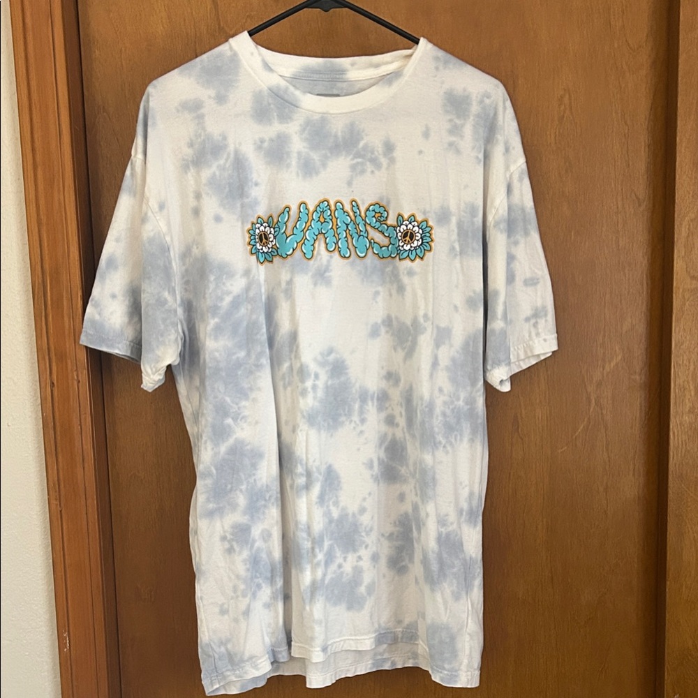Vans Men’s Blue and White Tie-Dye Tee